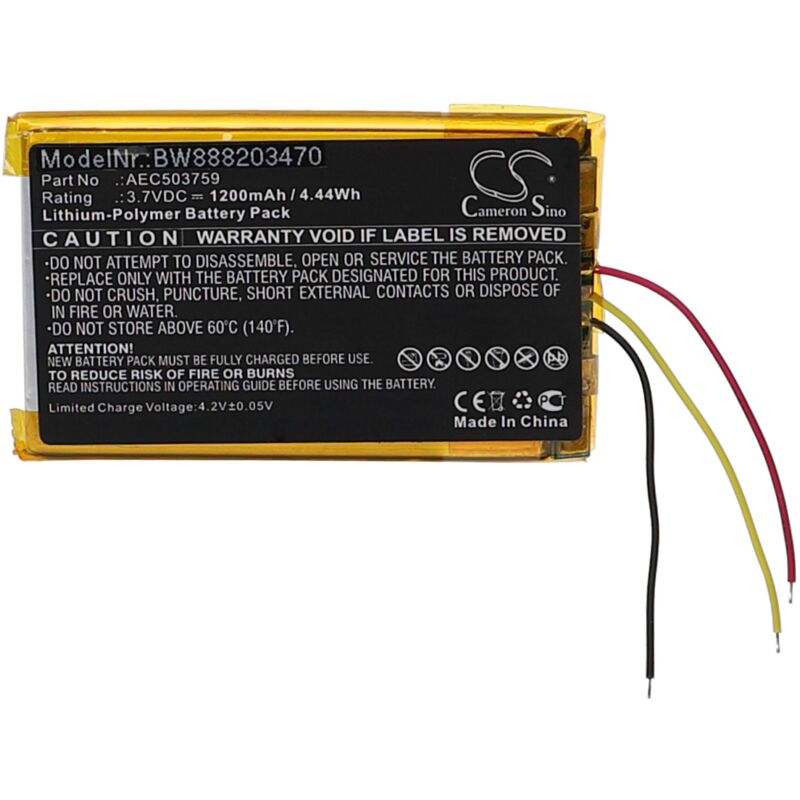 vhbw Batterie remplacement pour SteelSeries AEC503759 pour casque audio, écouteurs sans fil (1200mAh, 3,7V, Li-polymère)