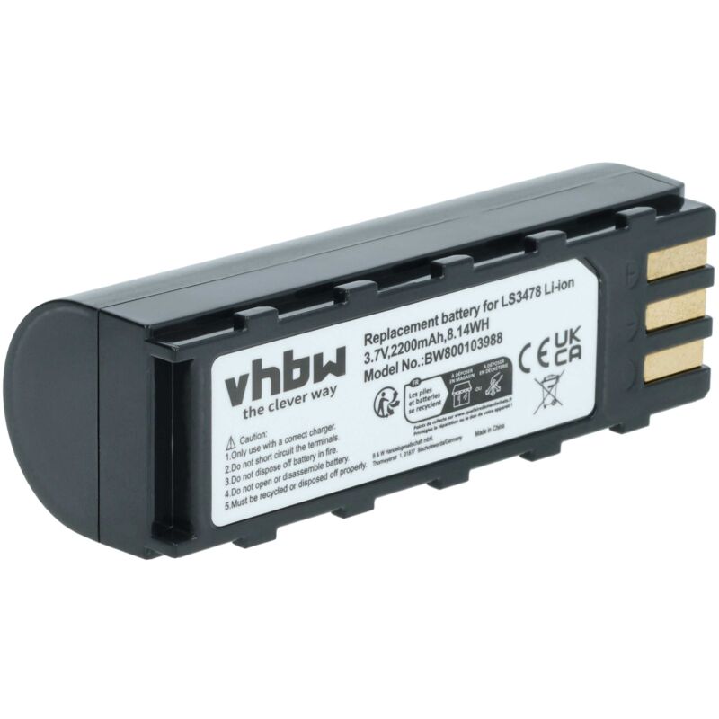 Vhbw - 1x Batterie compatible avec Symbol LS3478ER, LS3578, DSS3478, LS3478, DS3578, DS3478 scanner de code-barre pos (2200mAh, 3,7V, Li-ion)