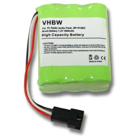 vhbw Batterie remplacement pour Tivoli PP-2, MA-4 pour radio (1800mAh, 7,2V, NiMH)