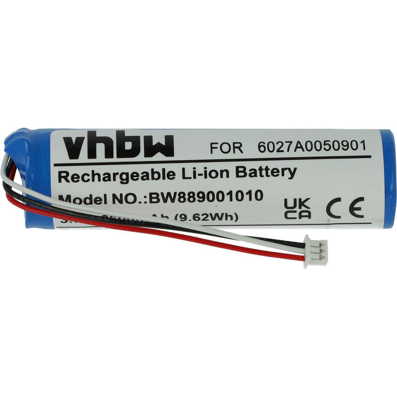 vhbw Batterie remplacement pour TomTom 6027A0050901, 6027A0131301, L5, MALAGA pour GPS, appareil de navigation (2600mAh, 3,7V, Li-ion)