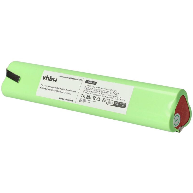 Vhbw - Batterie remplacement pour Velux 946930, 946933 pour volet roulant de fenêtre (2000mAh, 10,8V, NiMH)