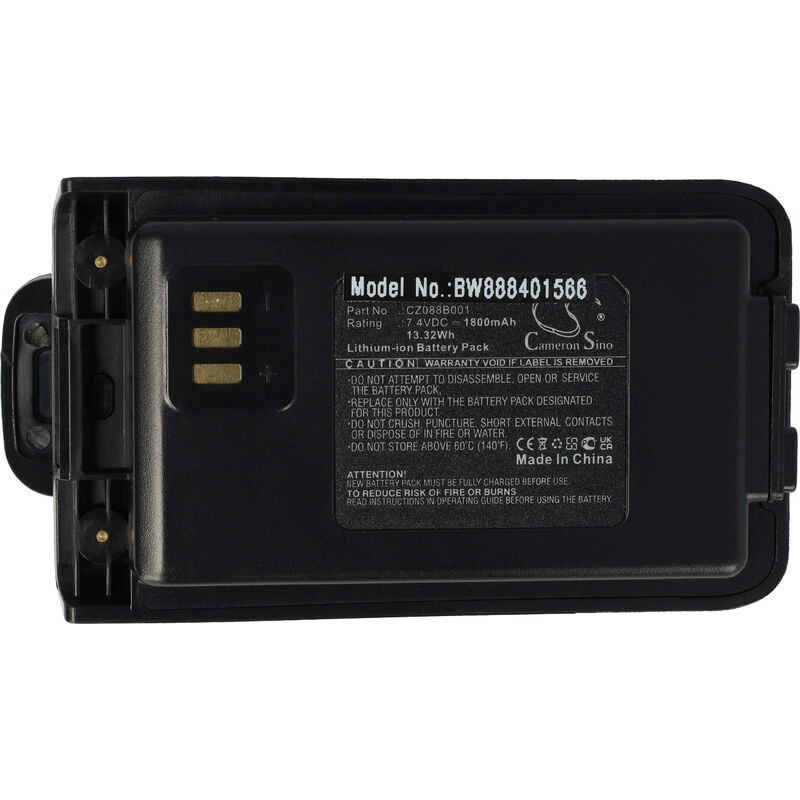 Vhbw - Batterie remplacement pour Vertex FNB-Z182, FNB-Z182ZI pour radio talkie-walkie (1800mAh, 7,4V, Li-ion) - avec clip de ceinture