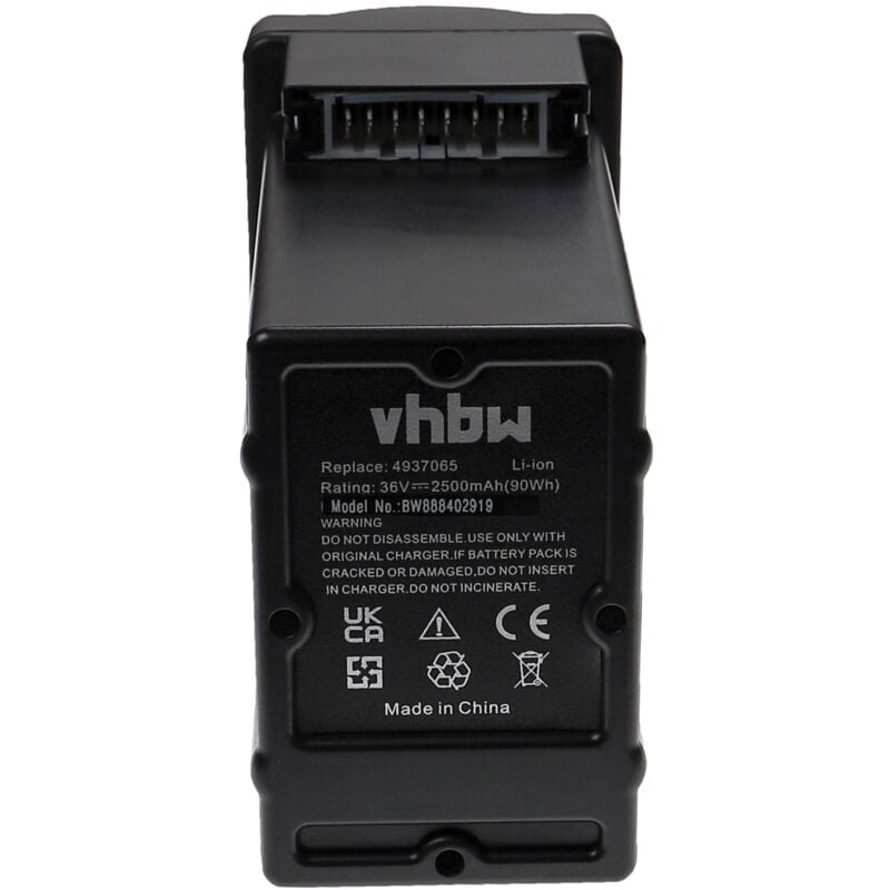 Vhbw - Batterie remplacement pour Wolf Garten Li-Ion Power-Pack 1, 4939090 pour tondeuse à gazon (2500mAh, 36V, Li-ion)