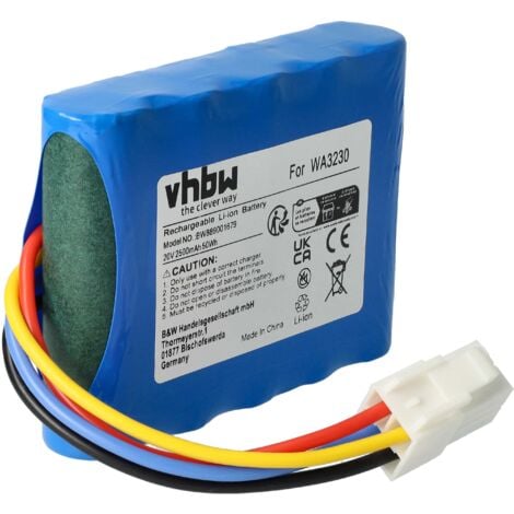 vhbw Batterie remplacement pour Worx 50032492, 50032774, WA3230, WA3231 pour tondeuse 2500mAh, 20V, Li-ion