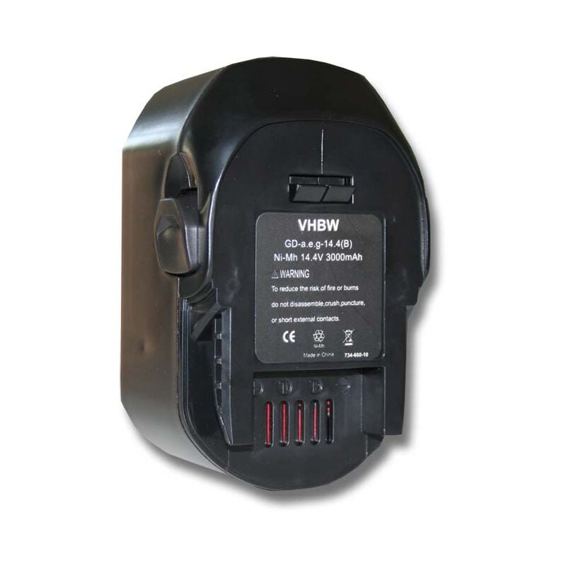 Vhbw - 1x Batterie remplacement pour aeg B1420R, 4935413106, gbs 14.4V, 4935416790, B1420, B1414G, B1415R pour outil électrique (3000 mAh, NiMH, 14,4