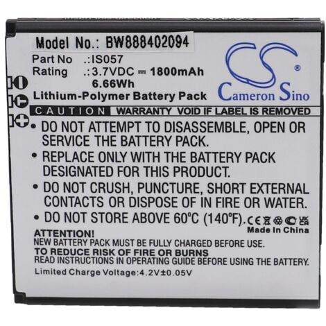 vhbw Battery compatible with Angelcare AC327, AC320, AC527, AC337 Barcode Scanner POS (1800 mAh, 3.7 V, Li-polymer)
