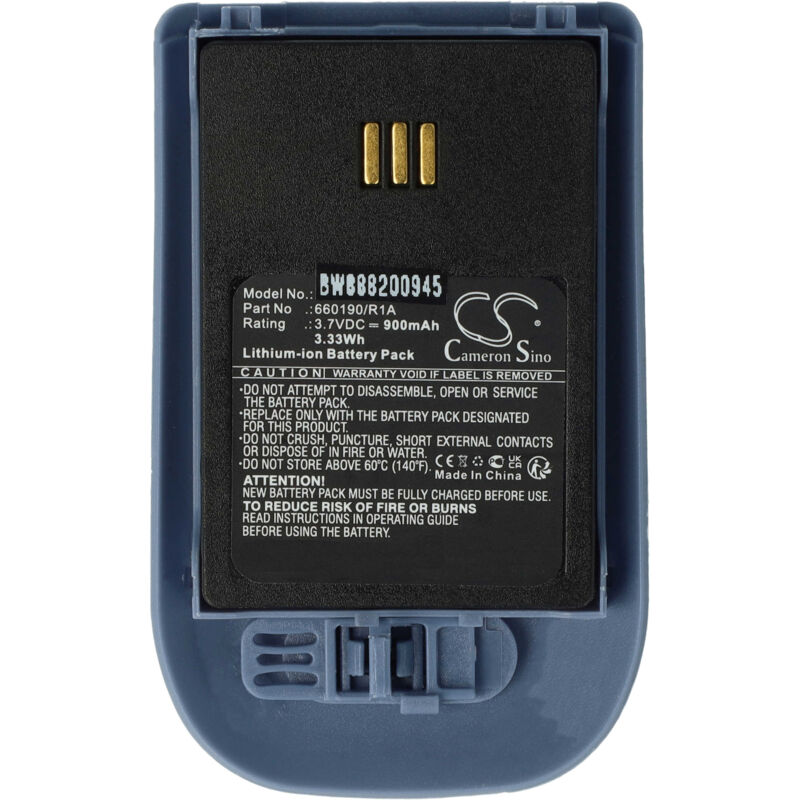 Battery compatible with Ascom 9D62, D62 dect, i62 Messenger, i62, DH4-ACAB Wireless Landline Phone (900 mAh, 3.7 v, Li-Ion) blue incl. Rear Cap - Vhbw