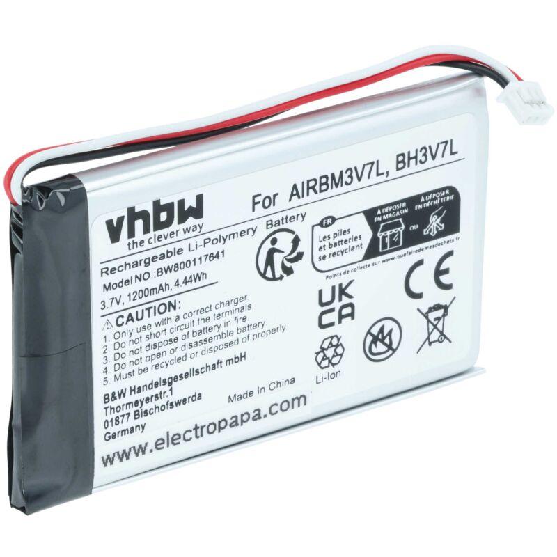 Vhbw - Battery compatible with Autec Air A4, A6, A8 Industrial Radio Remote Control (1200mAh, 3.7 v, Li-polymer)