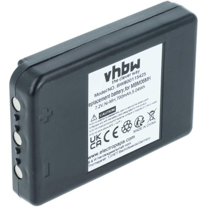 Vhbw - Battery compatible with Autec Modular mk plus, Plus mk Industrial Radio Remote Control (700mAh, 7.2 v, NiMH) - Black