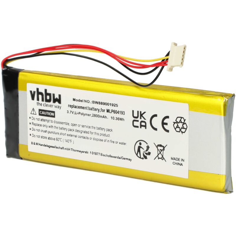 Vhbw - Battery compatible with Autel maxitpms TS508, TS508K Car Diagnostic Devices (2800mAh, 3.7 v, Li-polymer)