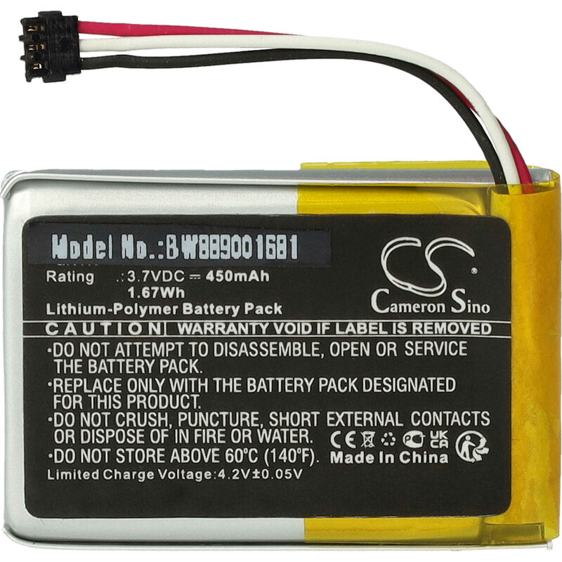Vhbw - Battery compatible with Garmin Delta Upland Dog Device Training Collars Dog Collar Trainer (450mAh, 3.7 v, Li-polymer)