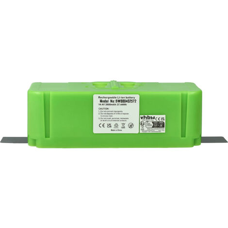 vhbw Battery compatible with iRobot Roomba 965, 896, 960, 980, 985, 676 Home Cleaner Green (2600mAh, 14.4 V, Li-ion)