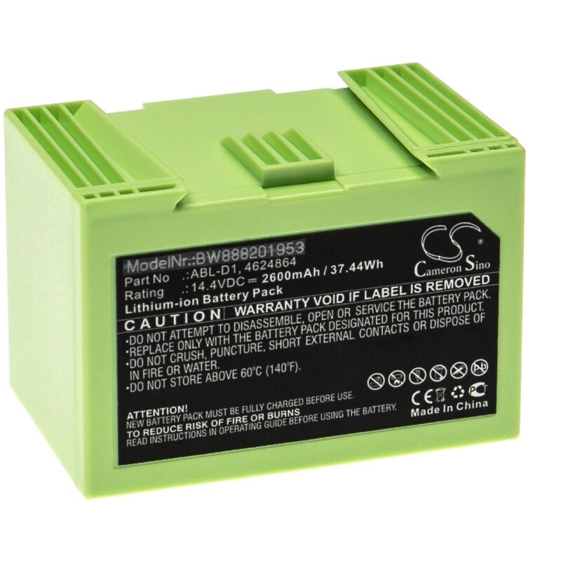 Vhbw - Battery compatible with iRobot Roomba i857840, i817840, i8550, j517840, i755840, J557840 Home Cleaner Black (2600 mAh, 14.4 v, Li-Ion)