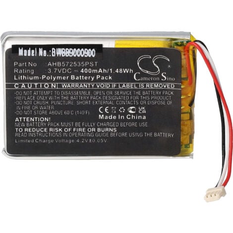 vhbw Battery compatible with Jabra Evolve 75 Wireless Headset Headphones (400mAh, 3.7 V, Li-polymer)