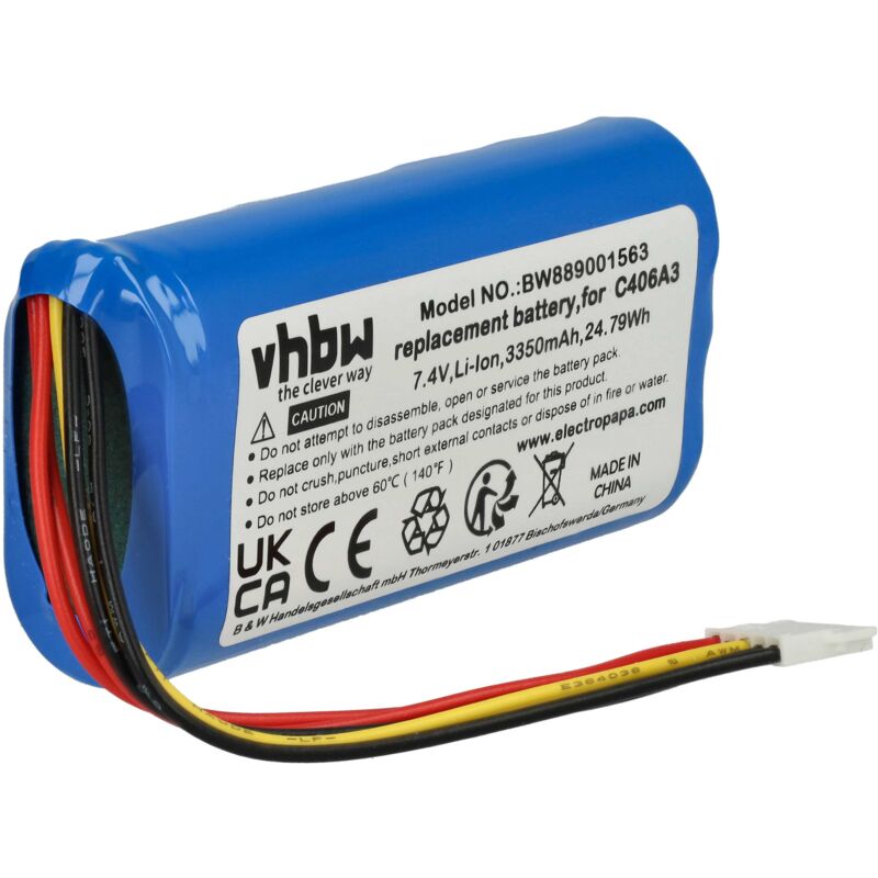 Vhbw - Battery compatible with Marshall Stockwell ii Printer Copier Scanner Label Maker (3350mAh, 7.4 v, Li-ion)