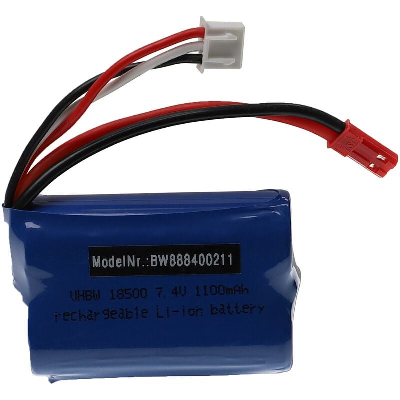 Battery compatible with mjx T10, T11, T34 Model Making Device (1100mAh, 7.4 v, Li-ion, 55 x 37 x 19 mm) - Vhbw