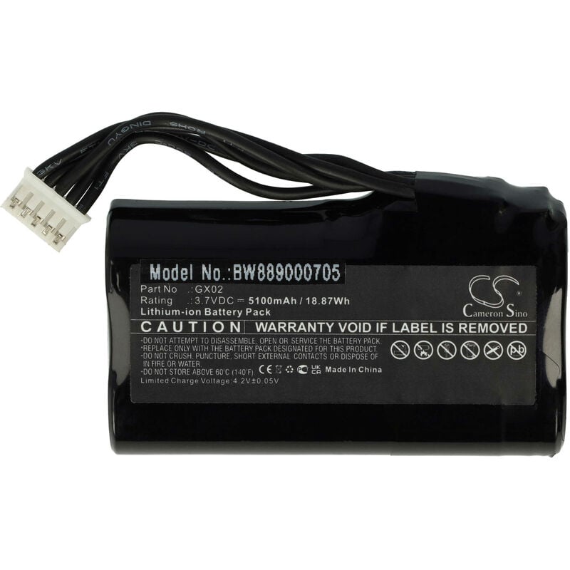 Battery compatible with Nexgo N3, N5, N86 Barcode Scanner pos (5100mAh, 3.7 v, Li-ion) - Vhbw