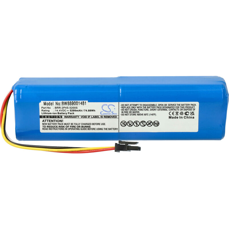 Vhbw - Battery compatible with Roborock S7 maxV Ultra, T60, T61, T65, S7 MaxV Plus Home Cleaner (5200mAh, 14.4 v, Li-ion)