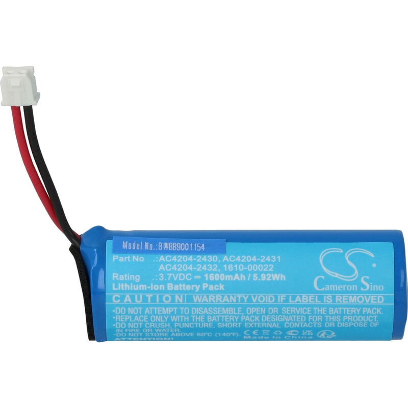 Battery compatible with Socket Mobile DuraScan D600, D700, D730, D740, D750, D755, D760 Barcode Scanner pos (1600mAh, 3.7 v, Li-ion) - Vhbw