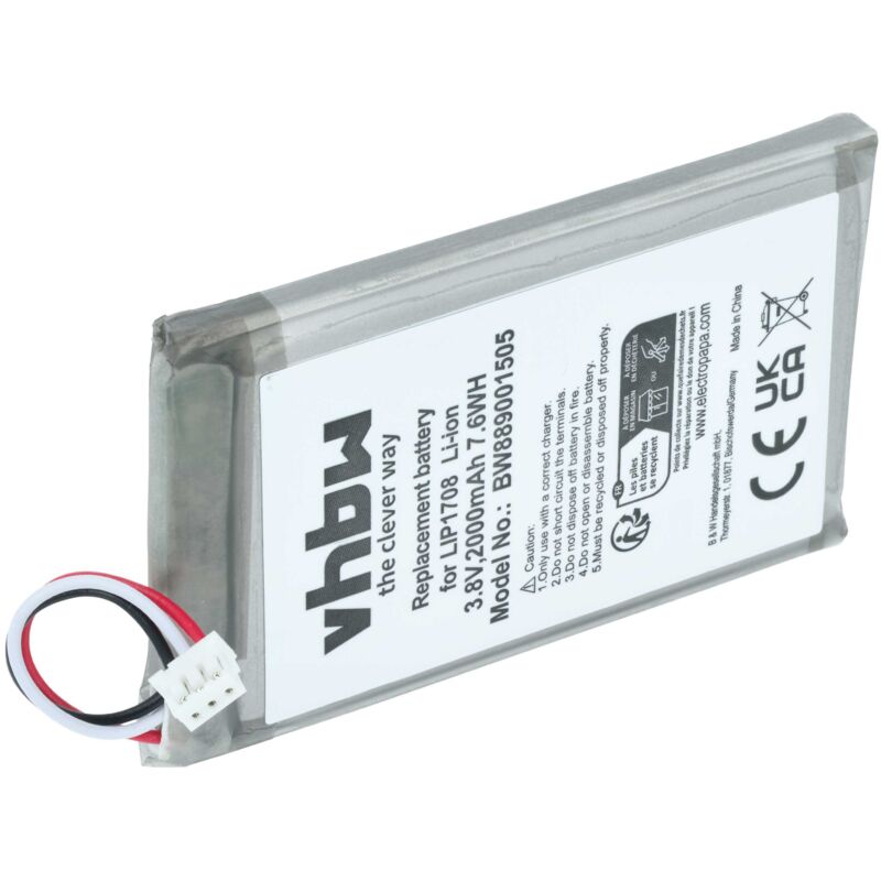 Vhbw - Battery compatible with Sony Playstation 5 DualSense CFI-ZCT1W, DualSense Games Console (2600mAh, 3.7 v, Li-polymer)