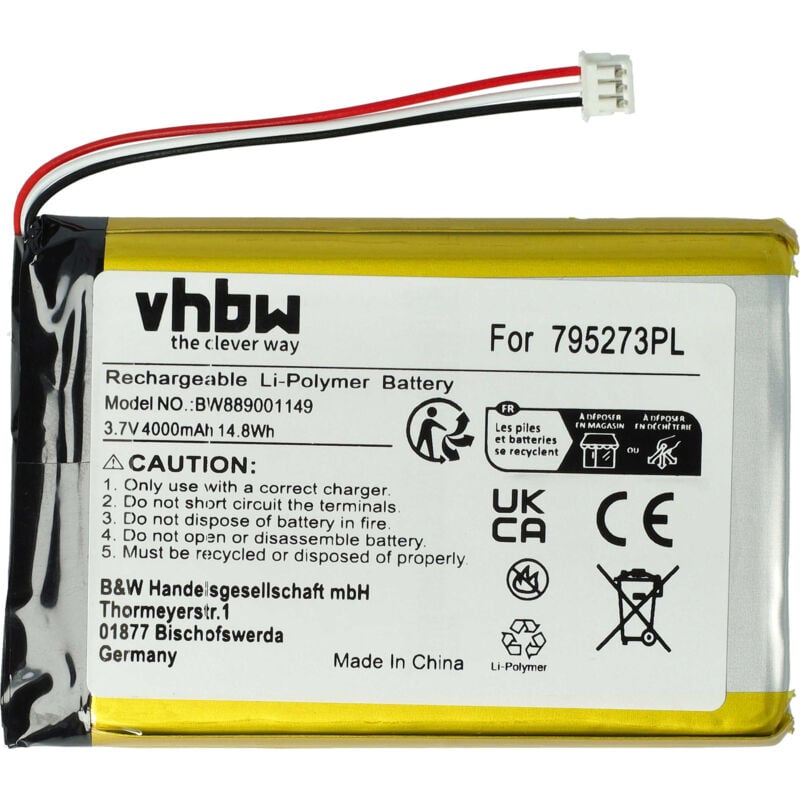 Battery compatible with Tigerbox Touch Music Box (4000mAh, 3.7 v, Li-polymer) - Vhbw