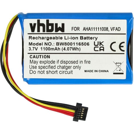 vhbw Battery compatible with TomTom Go 6100, 4FL60, 6200, 6250 GPS Navigation System Sat Nav (1100mAh, 3.7 V, Li-ion)