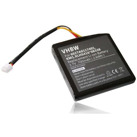 vhbw Battery compatible with TomTom Via 125, Via 120 Europe Traffic, Via 125 Europe Traffic GPS Navigation System Sat Nav (700mAh, 3.7 V, Li-ion)