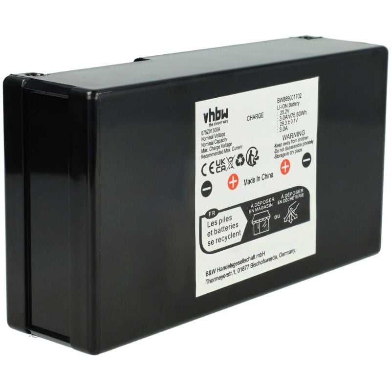 Battery compatible with Wiper Ciiky 162378, 162377, C80, xh, xe, C180, C120 Robotic Lawnmower (3000mAh, 25.2 v, Li-ion) - Vhbw