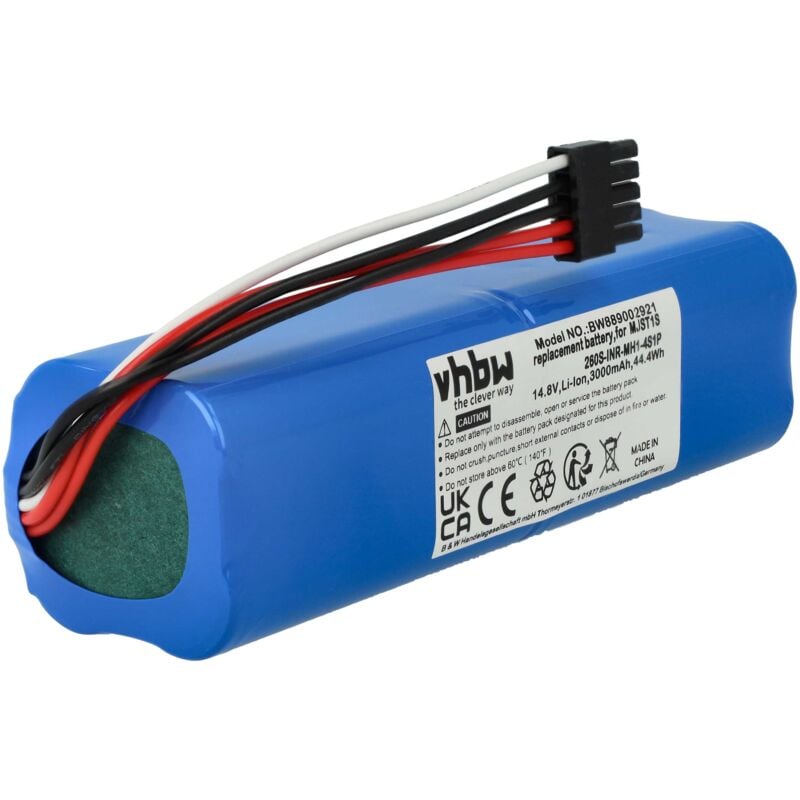 Vhbw - Battery compatible with Xiaomi MJST1SHW, MJST1S 2 pro, MJST1S, mjsts, MJSTS1, mop 2 Home Cleaner (3000 mAh, 14.8 v, Li-Ion, without Housing)