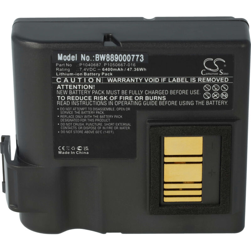 Vhbw - Battery compatible with Zebra ZQ630, QLN420 Printer Copier Scanner Label Maker (6400mAh, 7.4 v, Li-ion)