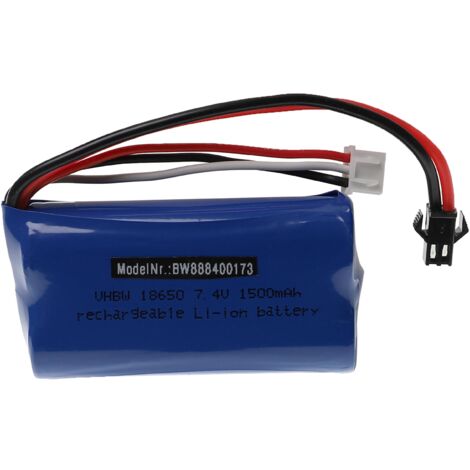 vhbw Battery for Model Making Device e.g. compatible with UDI, GT Model (1500mAh, 7.4 V, Li-ion, 67 x 37 x 19 mm)