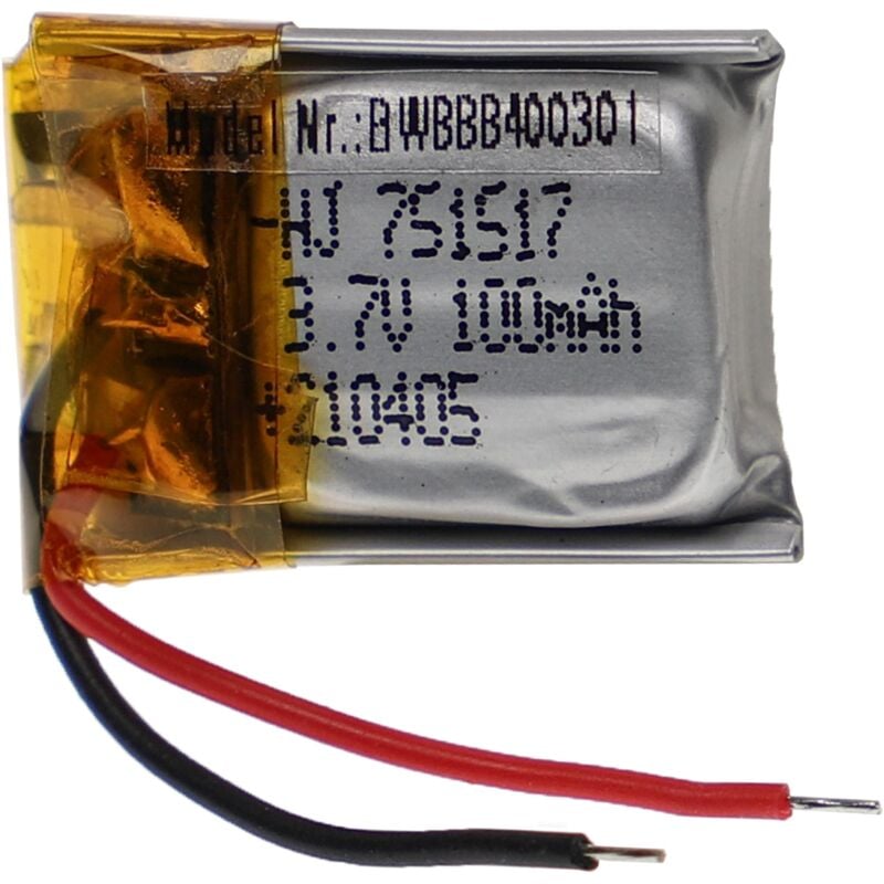 Battery for Model Making Device e.g. Racing Car, Helicopter (100mAh, 3.7 v, Li-polymer, 18 x 16 x 8 mm) - Vhbw