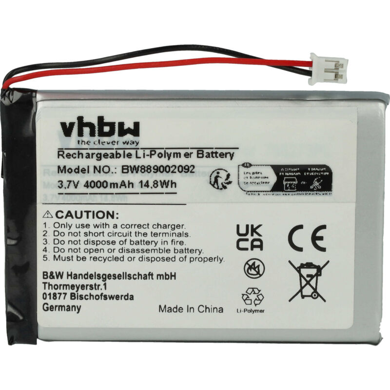 Vhbw - Battery for suitable for various Devices (4000 mAh, 3.7 v, Li-polymer) 1x Cells