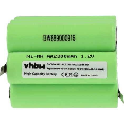 vhbw Battery Replacement for 27AZ07BH, 3SD B01 WW, 833297 for Roof Window Roller Blind (2300mAh, 10.8 V, NiMH)