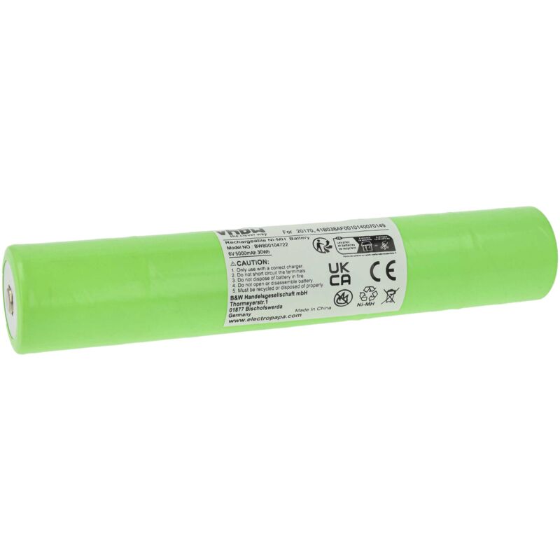 vhbw Battery Replacement for ET2600D, 40070249, ESR4EE3060, 41B038AF0010140070149 for Torch, Headlamp (5000 mAh, 6 V, NiMH)