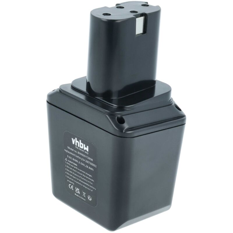 vhbw Battery Replacement for Bosch 2 607 335 176, 2 607 335 501, 3607300500, 2607335501 for Power Tools (3000 mAh, NiMH, 9.6 V)