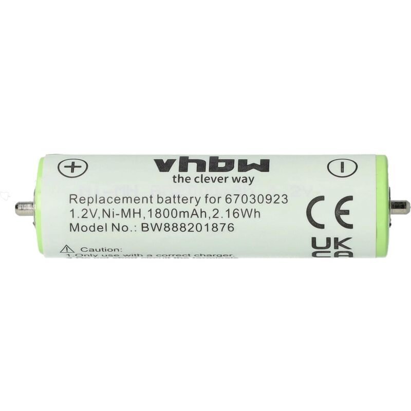 Battery Replacement for Braun hr-aauv, 67030165, 67030834 for Electric Razor Hair Clippers (1800mAh, 1.2 v, NiMH) - Vhbw