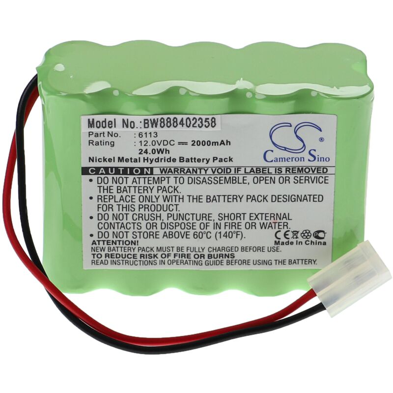 Vhbw - Battery Replacement for Cardioline 6113, 110176, 120176, 88888089, CSA14060 for Medical Equipment (2000 mAh, 12 v, NiMH)