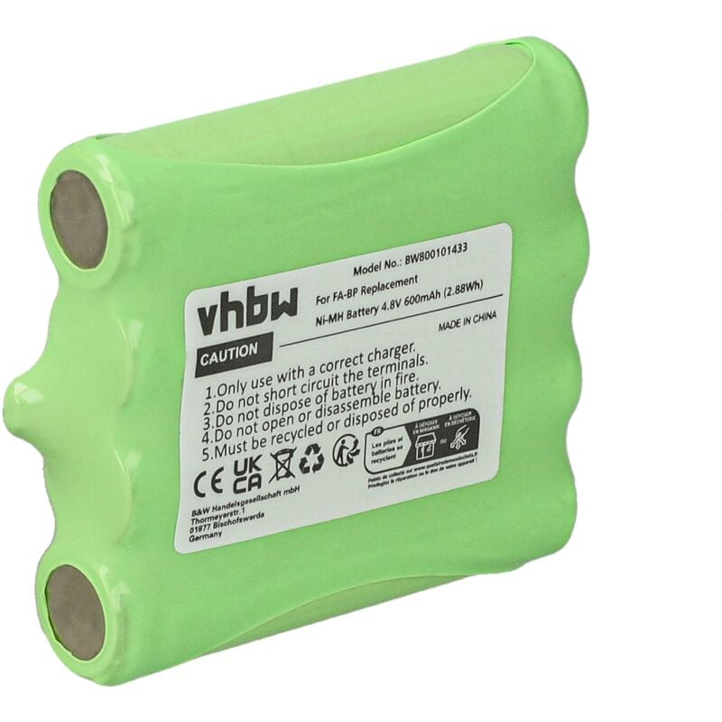 Vhbw - Battery Replacement for Cobra fa-bp, fa-ck, ga-cm, ga-cr, ga-ct for Radio, Walkie-Talkie (600mAh, 4.8V, NiMH)