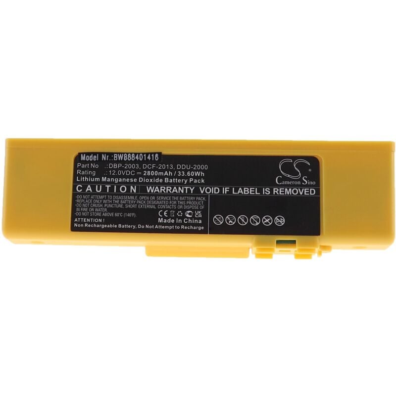 Battery Replacement for Defibtech DBP-2003, DCF-2013, DDU-2000 for Medical Equipment (2800 mAh, 12 v, Li-MnO2) - Vhbw