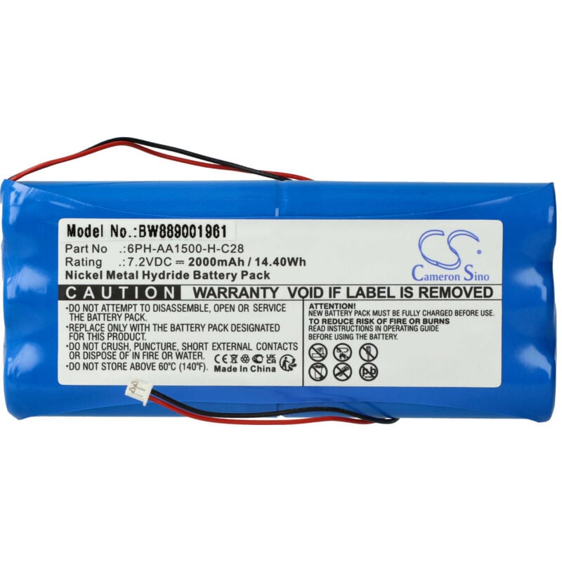 Battery Replacement for dsc DS415, 6PH-AA1500-H-C28 for Alarm Units, Home Security (2000mAh, 7.2 v, NiMH) - Vhbw