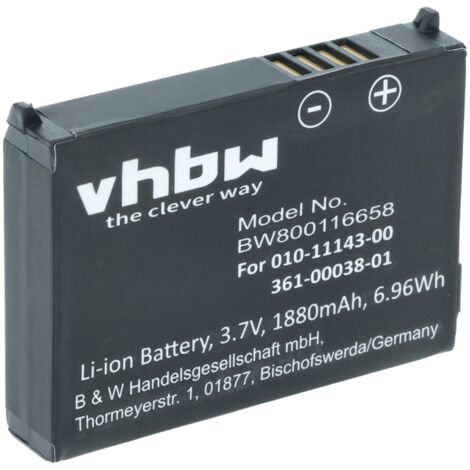vhbw Battery Replacement for Garmin 361-00038-01 for GPS Navigation System Sat Nav (1880 mAh, 3.7 V, Li-Ion)