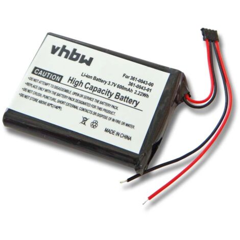vhbw Battery Replacement for Garmin 361-0043-00, 361-00043-00, 361-0043-01, 361-00043-01 for GPS Navigation System Sat Nav (600 mAh, 3.7 V, Li-Ion)