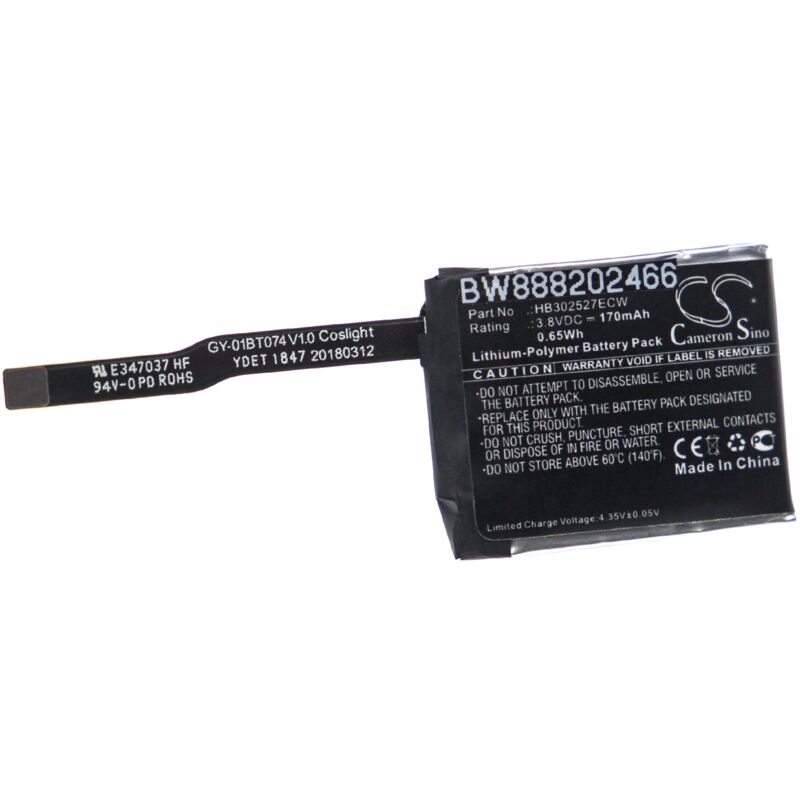 Battery Replacement for Huawei HB302527ECW for Mobile Phone Smartphone (170mAh, 3.8V, Li-Polymer) - Vhbw