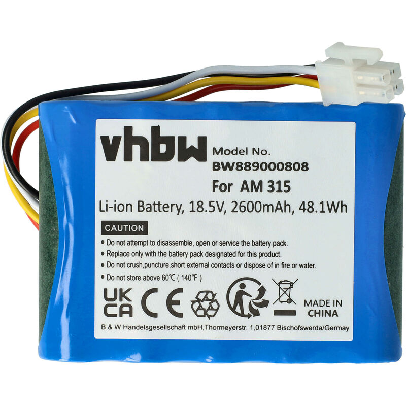 1x Battery Replacement for Husqvarna 592 96 83-01, 589 58 62-01 for Lawnmower (2600mAh, 18.5 v, Li-Ion) - Vhbw