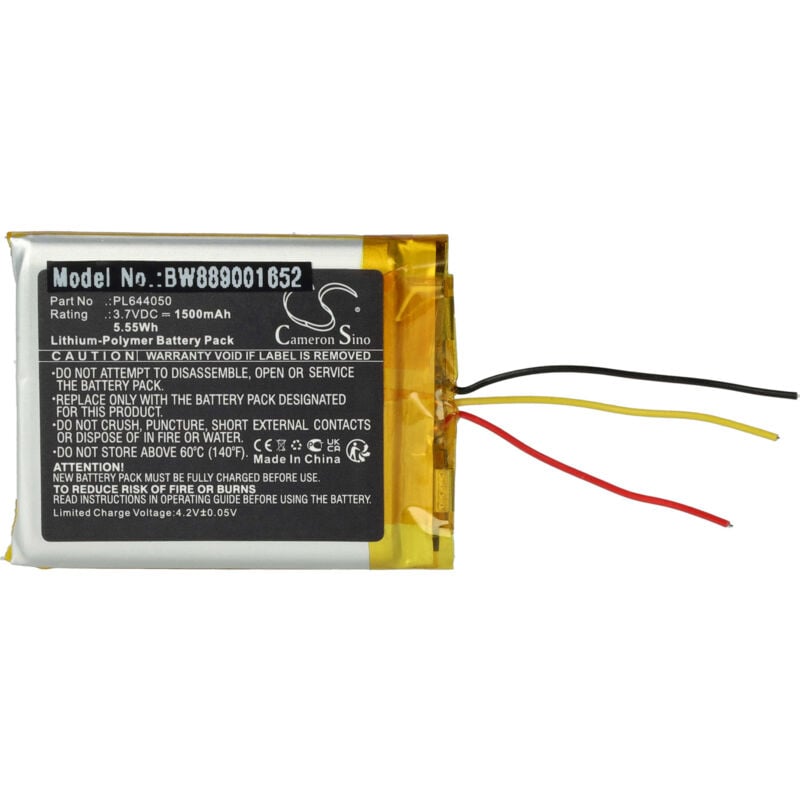 Battery Replacement for HyperX PL644050 for Wireless Headset Headphones (1500mAh, 3.7 v, Li-polymer) - Vhbw