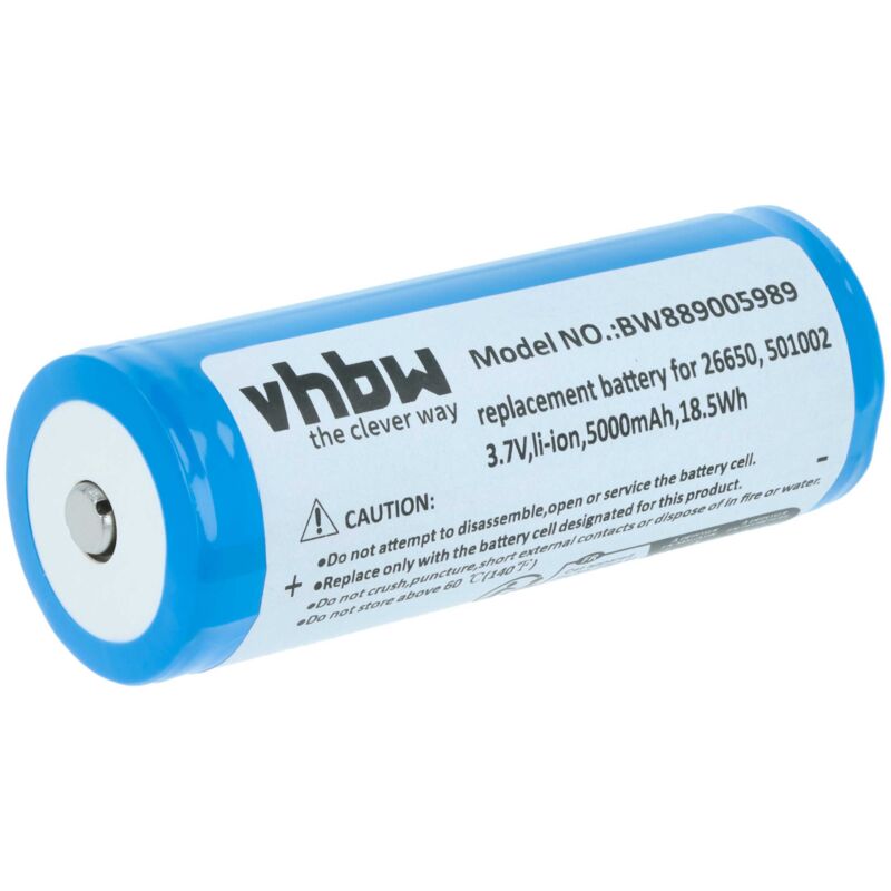 Vhbw Battery Replacement For Ledlenser 501002, 04058205009263 For Torch, Headlamp (5000 Mah, 3.7 V, Li-ion)