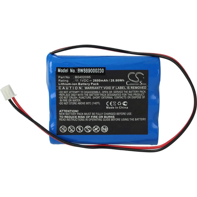 vhbw Battery Replacement for Medsonic B0402095 for Medical Equipment (2600mAh, 11.1 V, Li-ion)