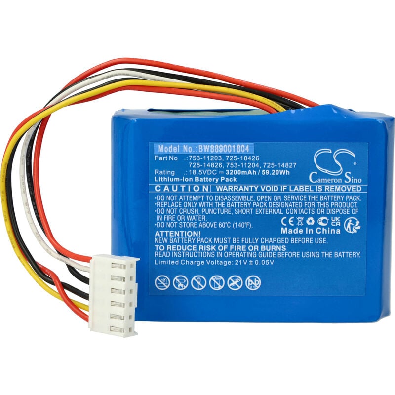 Vhbw - Battery Replacement for mtd 753-11203, 753-11204, 725-14826, 725-14827, 725-18426 for Robotic Lawnmower (3200mAh, 18.5 v, Li-ion)