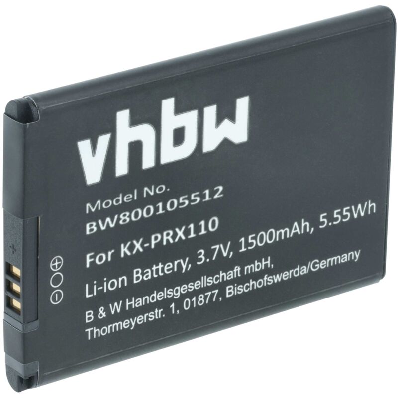 vhbw Battery Replacement for Panasonic KX-PRA10, KX-PRA10EX for Wireless Landline Phone (1500 mAh, 3.7 V, Li-ion)